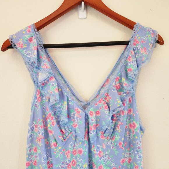 Lauren Ralph Lauren Slvless Midi Baby Doll Sleep Dres V Neck Ruffle Women M Y2K - Picture 4 of 14